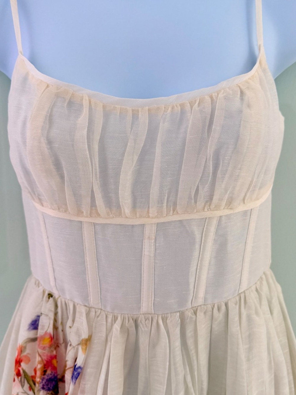 Zimmermann Natura Ivory Wildflower Ruched Midi Dress Size 1, Small - Picture 9 of 16